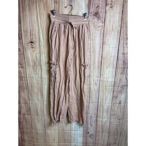 REWASH an American Original Brand Smocked Waist Linen Blend Parachute Pants S